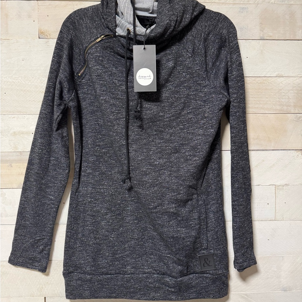 AMPERSAND AVE Gray Cowl Neck Sweater